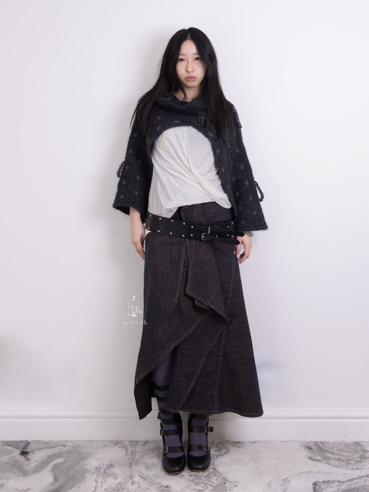SDEER IVORY ASYMMETRIC DRAPED PANEL TEE 8