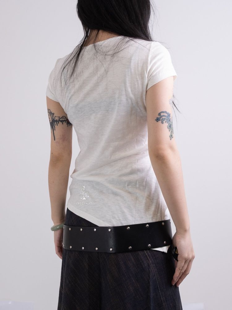 SDEER IVORY ASYMMETRIC DRAPED PANEL TEE 5
