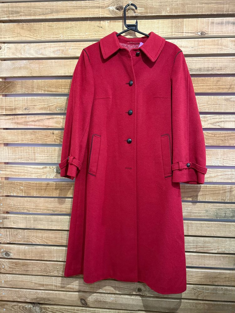 Vintage 80s Wool Pea Coat. Red. Free sizing. image 1