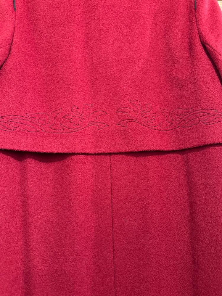 Vintage 80s Wool Pea Coat. Red. Free sizing. obraz 5