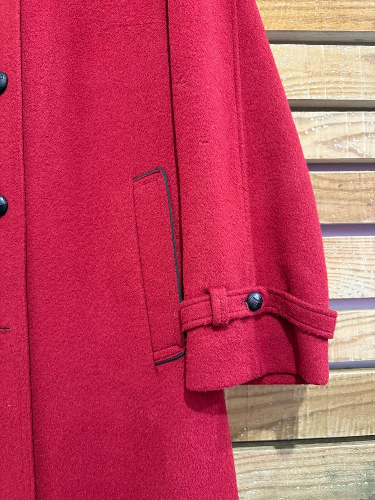 Vintage 80s Wool Pea Coat. Red. Free sizing. obraz 2