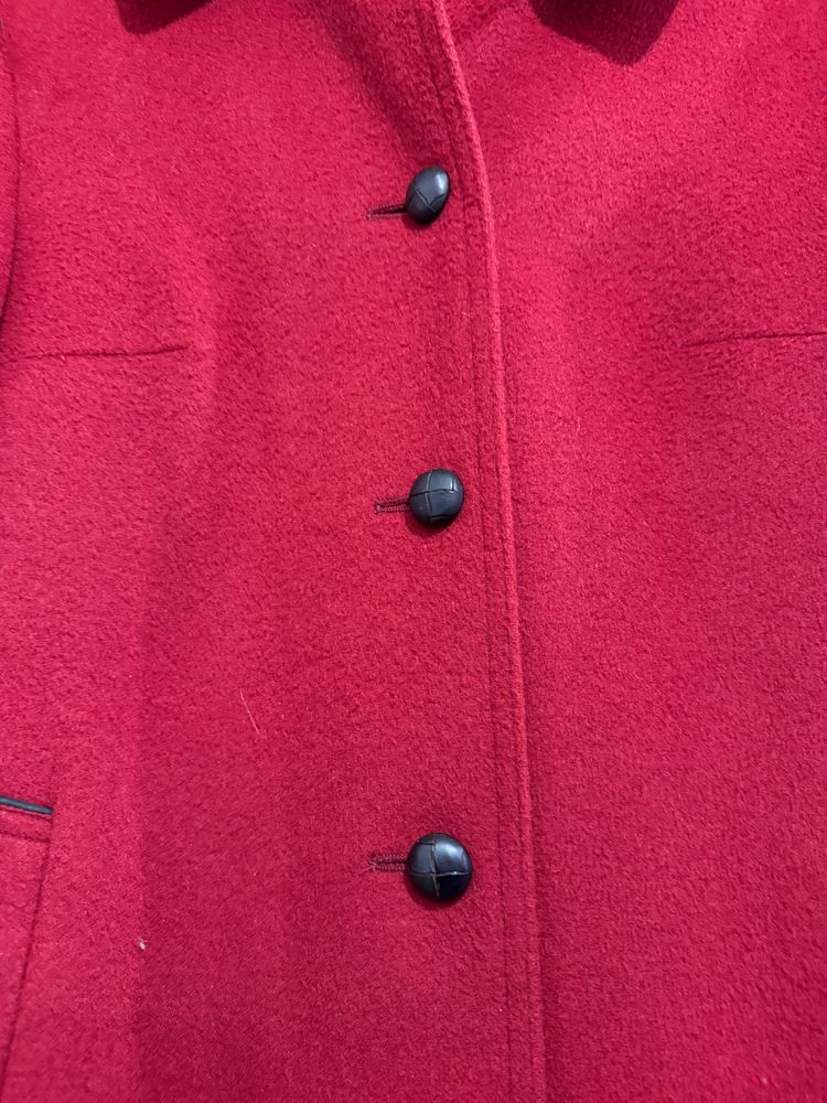 Vintage 80s Wool Pea Coat. Red. Free sizing. obraz 4