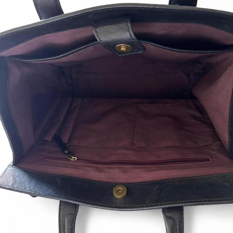 Fossil Black Leather Tote Bag imagen 6