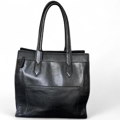Fossil Black Leather Tote Bag
