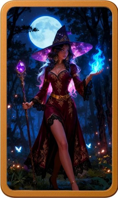 1oz copper card Enchanting Purple Witch