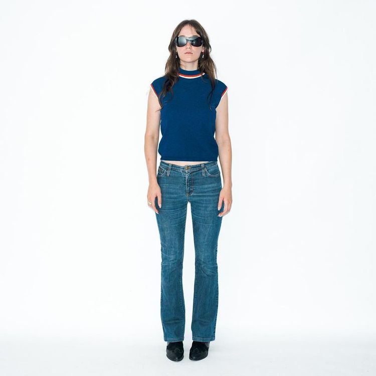 Vintage 90s cute turtleneck vest in blue image 1