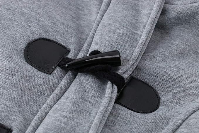 Grey Hooded Coat With Toggle Buttons obraz 4