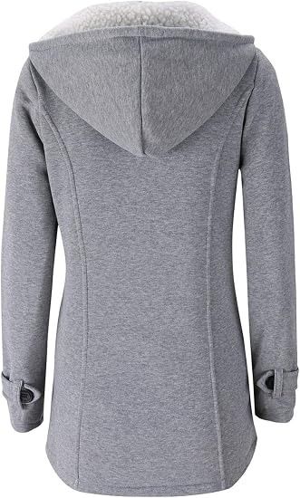 Grey Hooded Coat With Toggle Buttons obraz 2