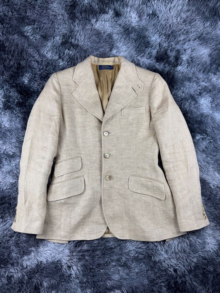 Ralph Lauren Blazer Made in Italy 100% Lino Herringbone Sartoriale 46/48