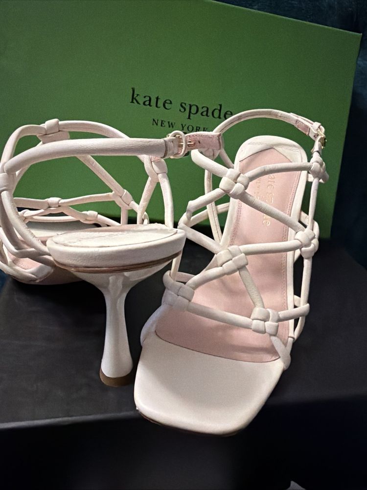 Kate Spade Coco Leather Strappy Leather Sandals Cream Uk 6.5 BNIB image 3