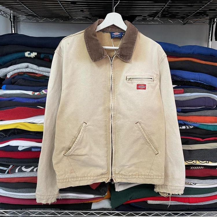 Dickies Item: Dickies Corduroy Collar 90s Detroit Workwear Jacket, Beige / Brown, Contrast Stitch, Large product image