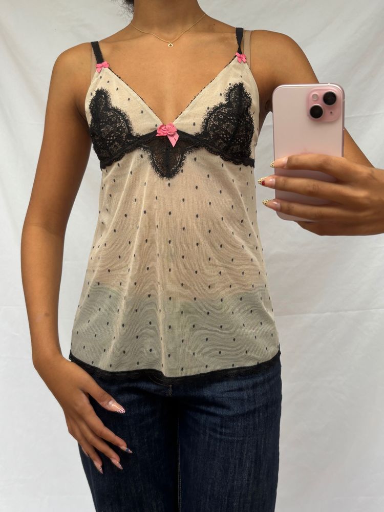 polka dot lace camisole top