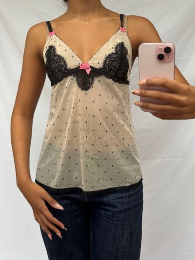 polka dot lace camisole top