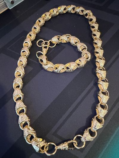 10” Gold Filled 9ct Chain Necklace And Bracelet Set Boxed