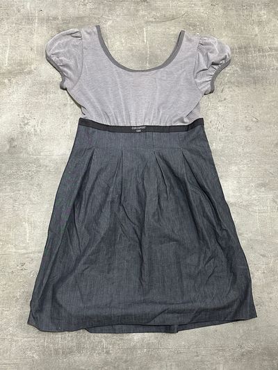 Vintage Cop Copine Grey Puff Sleeve Dress With Dark Skirt