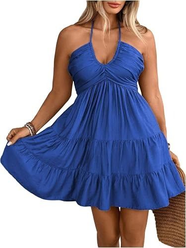 Immagine di Blue Halter Neck Dress 2