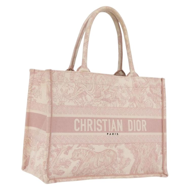 Christian Dior Book Tote Bag Canvas Pink Auth 211809V - Jerrillo