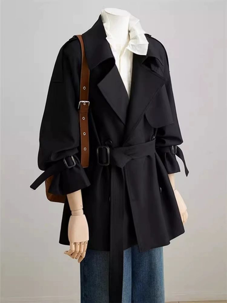 Black Belted Trench Coat image 1