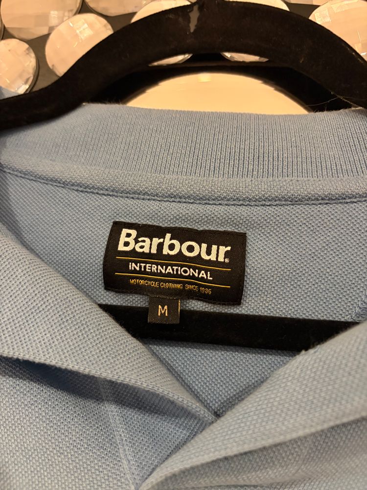 Genuine Barbour International Men’s Polo Shirt Light Blue Size M 100% Cotton image 3