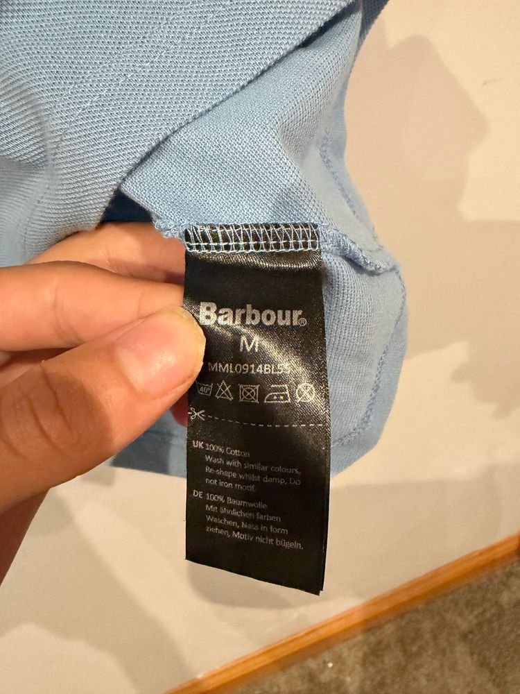 Genuine Barbour International Men’s Polo Shirt Light Blue Size M 100% Cotton image 5