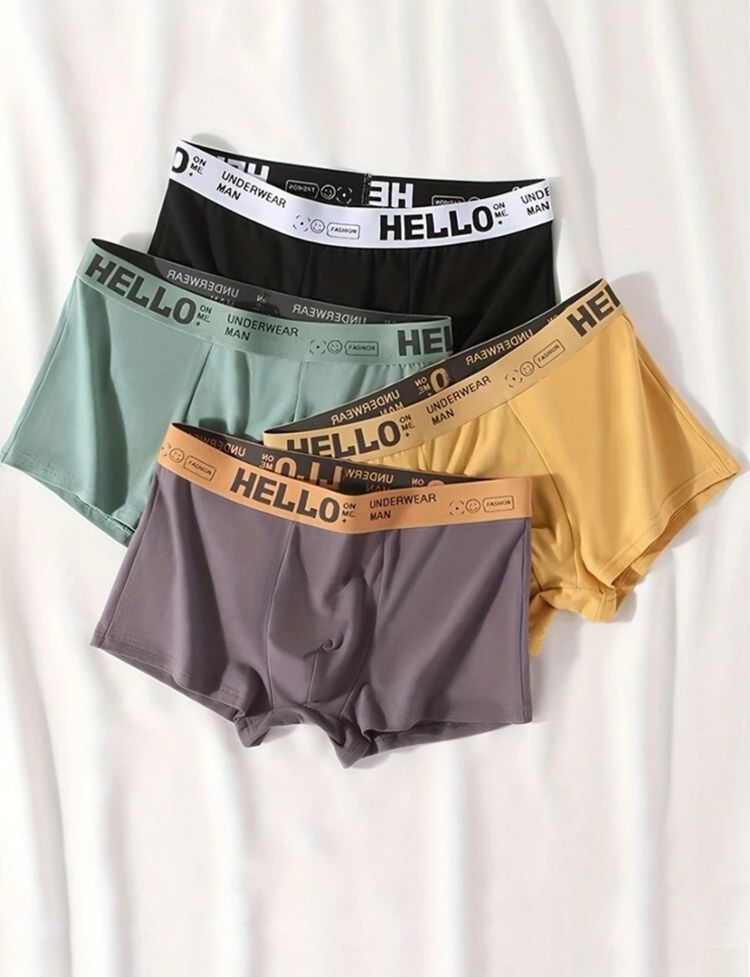 4pcs/Set Men's Letter Print Elastic Band Boxer Briefs image 1