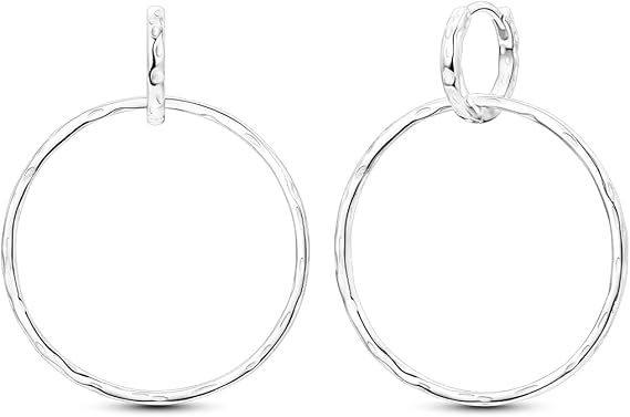 Silver Hoop Earrings image 1