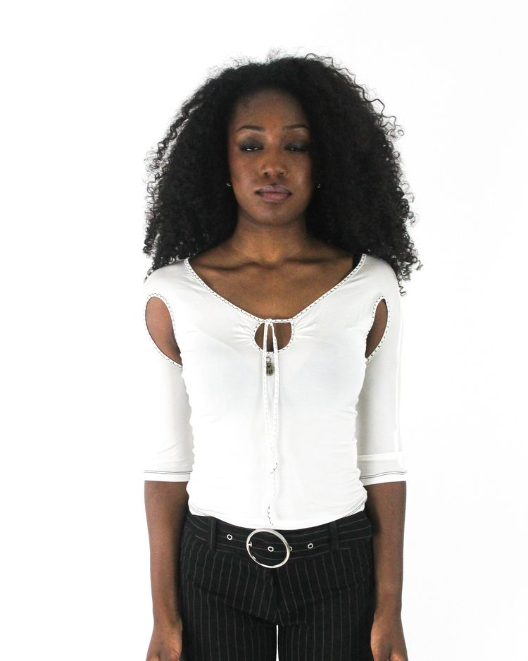 small cold shoulder tie front top image 1