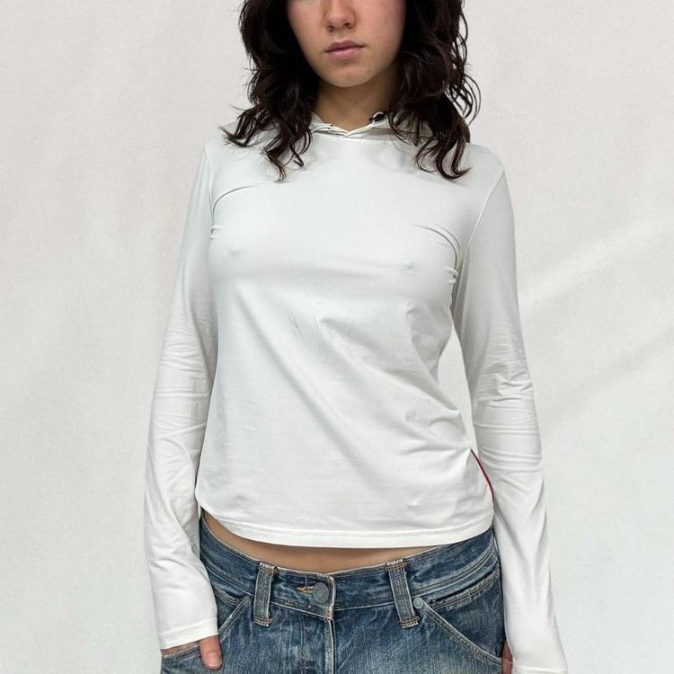 Prada White Long Sleeve Hooded Top