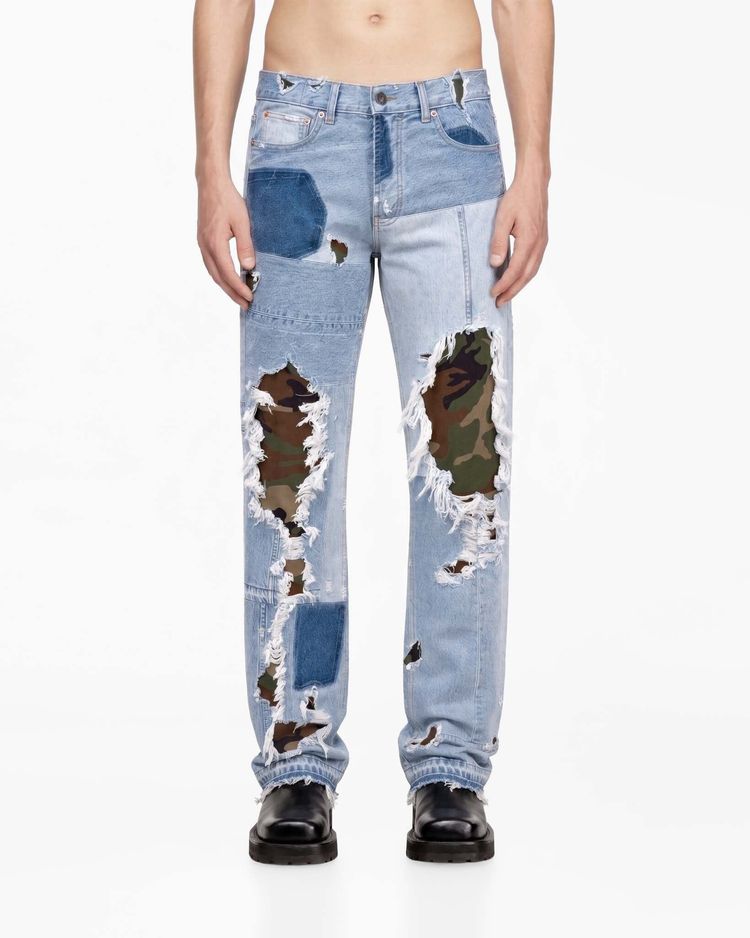Patchwork Camo Paneled Straight Jeans image 3