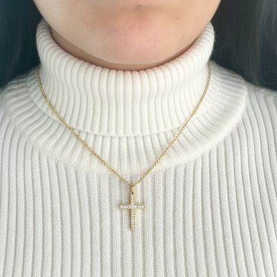 SET CROSS DEVOTION Gold | Collana Shine Cross & Bracciale Side Cross in Acciaio Inox – Eldra Milano 5