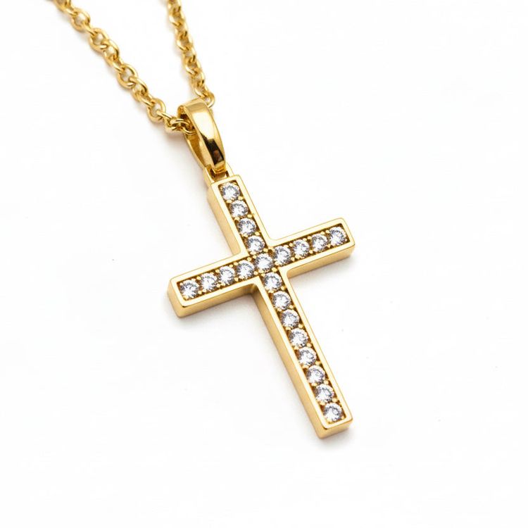 SET CROSS DEVOTION Gold | Collana Shine Cross & Bracciale Side Cross in Acciaio Inox – Eldra Milano 3