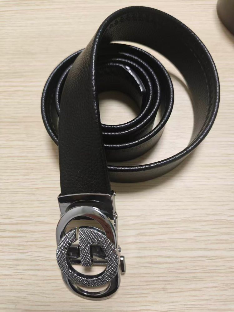 Black Leather Belt With Silver Buckle image 1