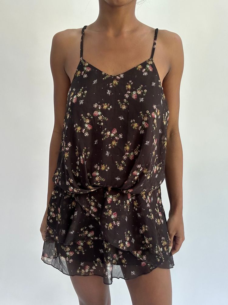 french summer drop | small brown romper style mini dress