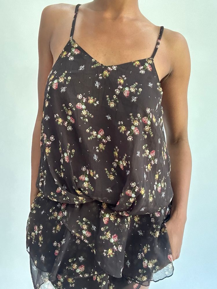 french summer drop | small brown romper style mini dress 6