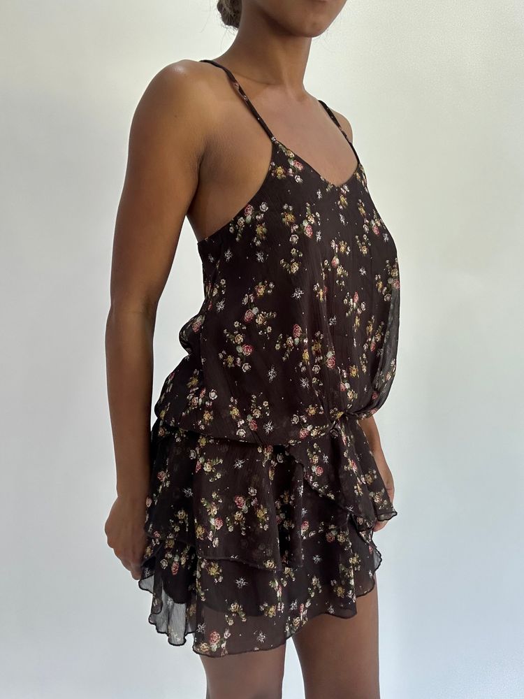 french summer drop | small brown romper style mini dress 5