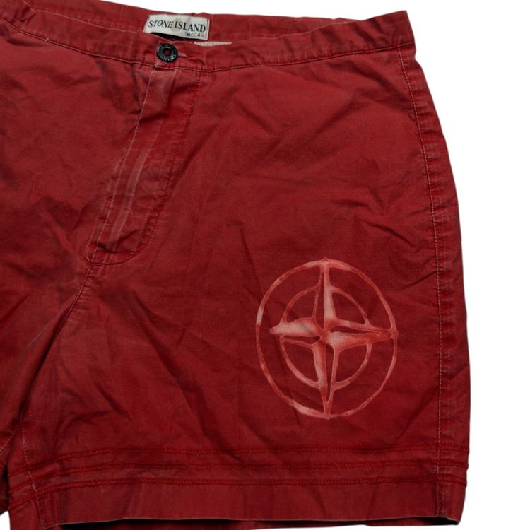 S/S 01 Stone Island Bleach Dyed Swim Shorts - Red 2