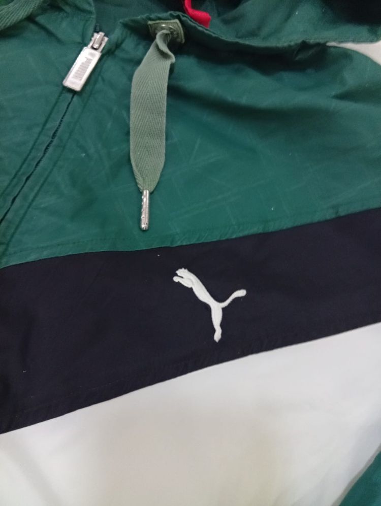 Puma green and white hooded jacket 2