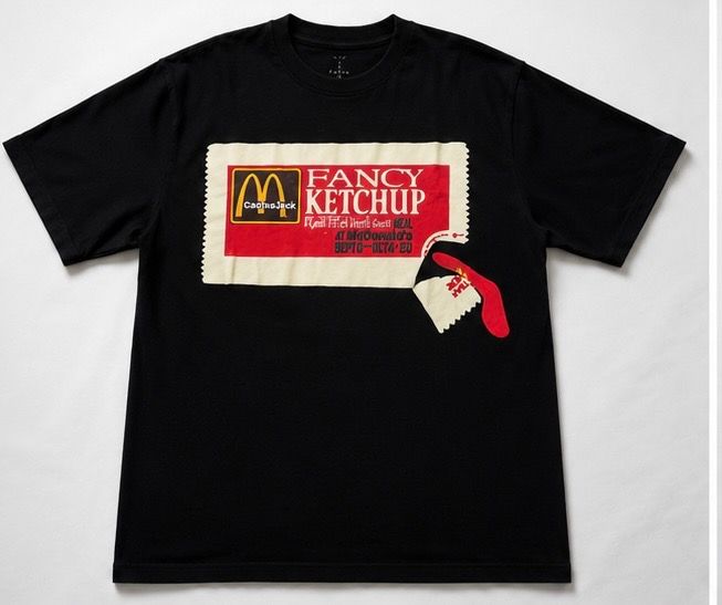 Black T-Shirt With Ketchup Packet Graphic