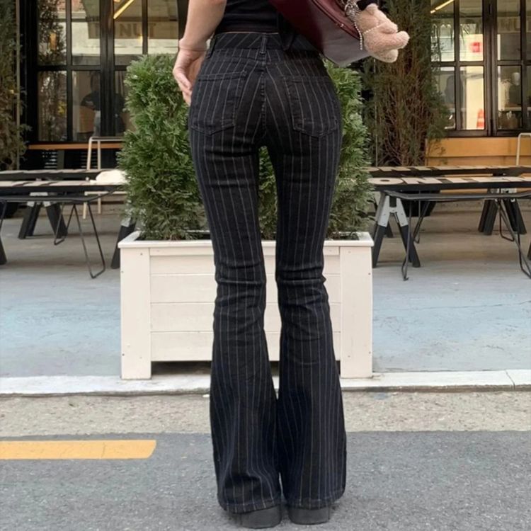 Immagine di Black Pinstripe Flared Pants 3