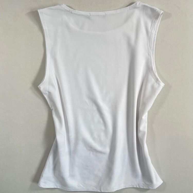 White Sleeveless Top With Floral And Script Print image 4