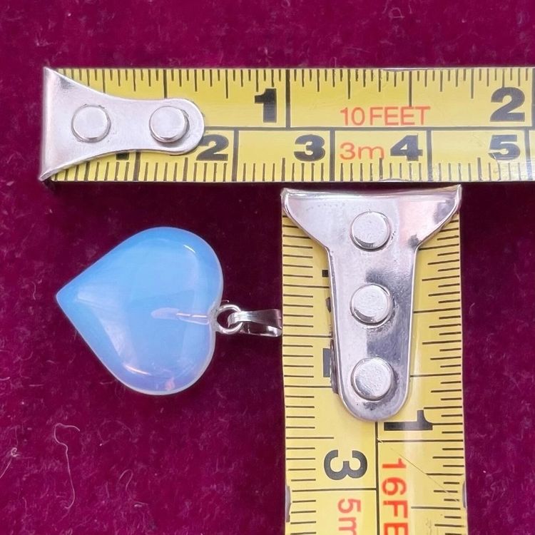 New Opalite Quartz Puff Heart Love Crystal Pendant Healing Birthday Valentine Gift 3