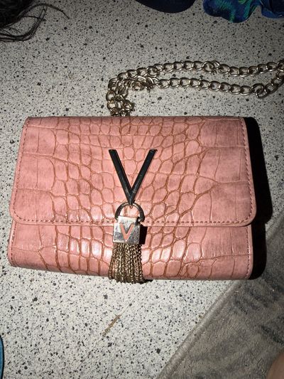 Valentino Pink Crocodile Pattern Shoulder Bag