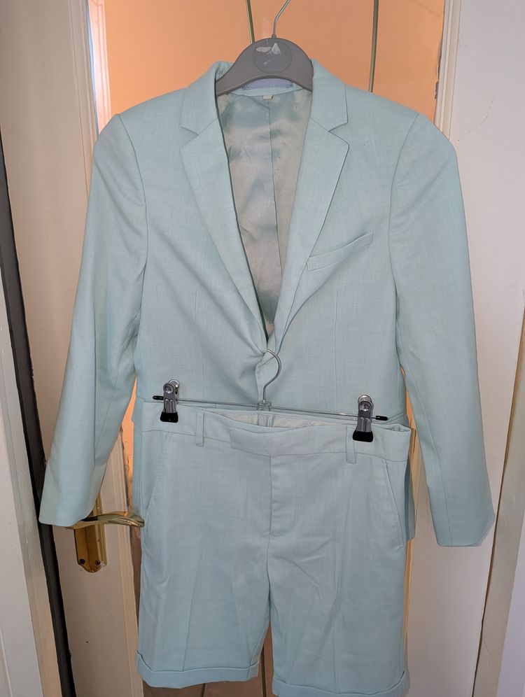 Blue Blazer And Shorts Set