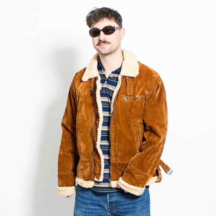 Vintage 90s warm jacket in tan brown image 1