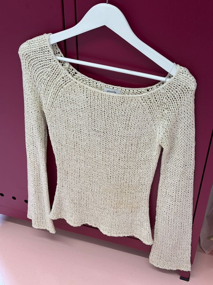 Cream Knitted Long Sleeve Top - small mark
