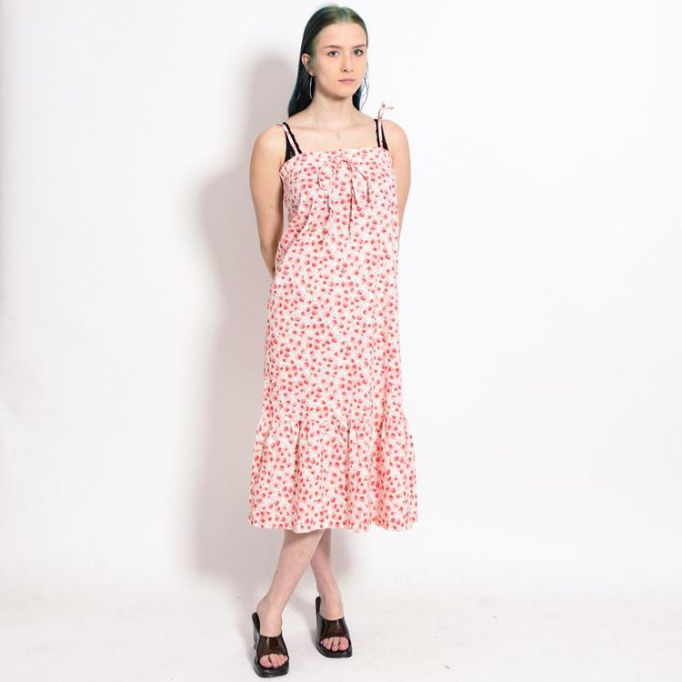 Other Vintage 90s floral print summer midi dress in white / red product image
