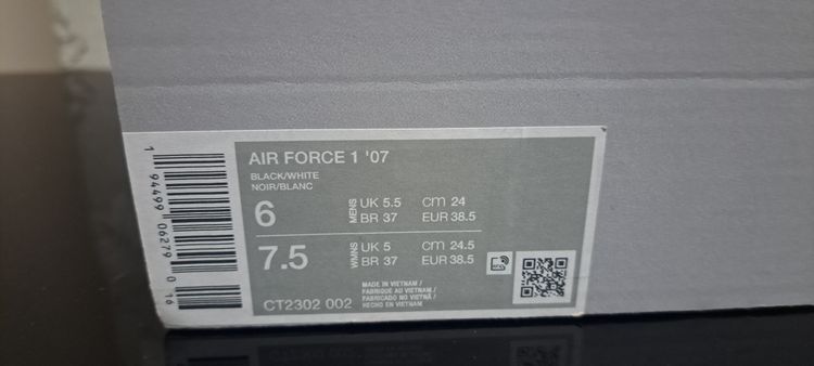 Nike Air Force 1 07 UK 5.5 EUR 38.5 Black White Brand New Box No Lid image 6