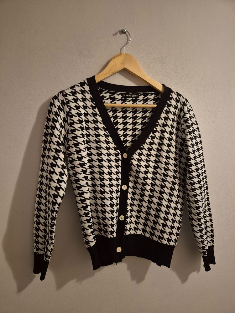 Other Shein Black And White Houndstooth Cardigan product image