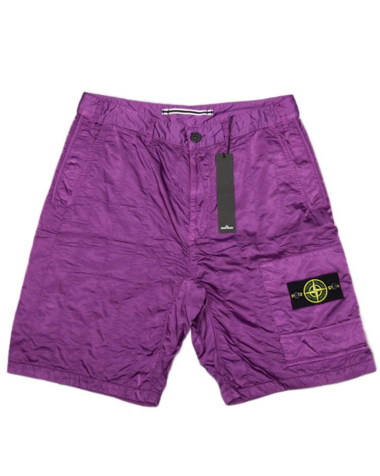 Stone Island Poly Silk Cargo Shorts Purple