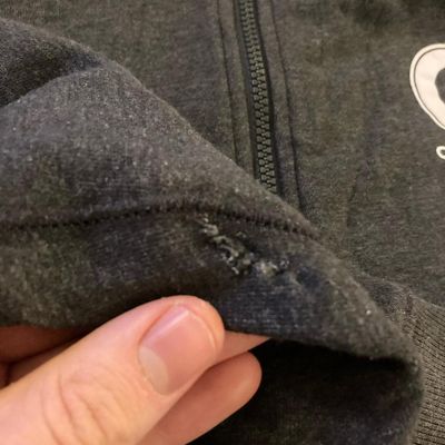 Carhartt dark grey and white full zip workwear hoodie with large white graphic carhartt logo carhart 4